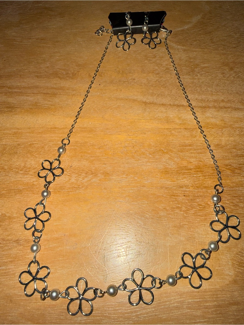 Delicate Silver Floral Necklace with Pearl Accents - Women Jewelry